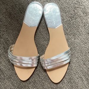 New Zara silver slides size 41